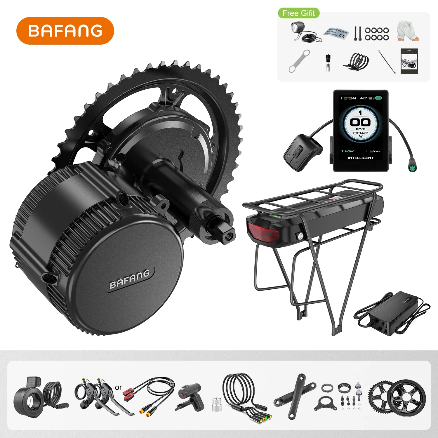 BAFANG BBS02B 750W Mid Drive Kit with Large Capacity Rear Battery Ebike Conversion Kit Electric Bike DIY Motor Kit for Road Bike