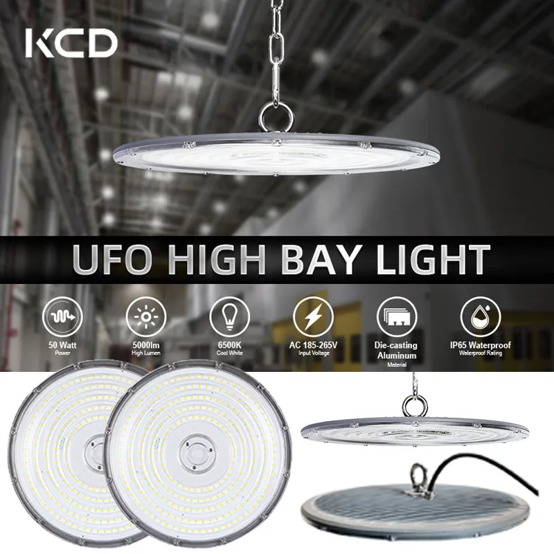 50W UFO LED High Bay Light AC 220V Industrial Lighting Super Bright Garage Light IP65 Waterproof  Workshop Lamp for Warehouse