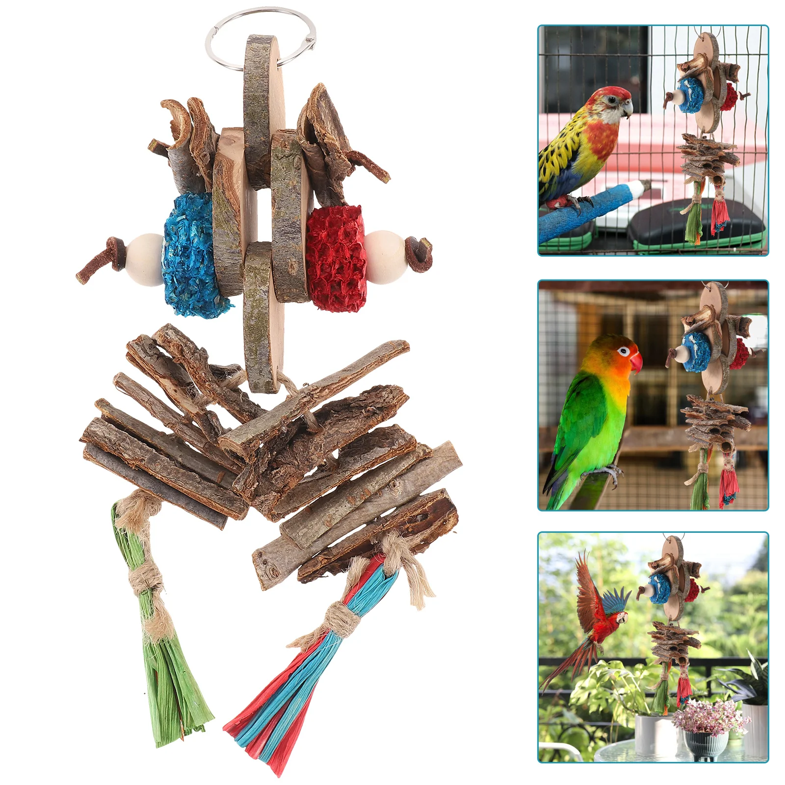 Pet Wooden Foraging Hanging Toys Parakeet Bite-resistant