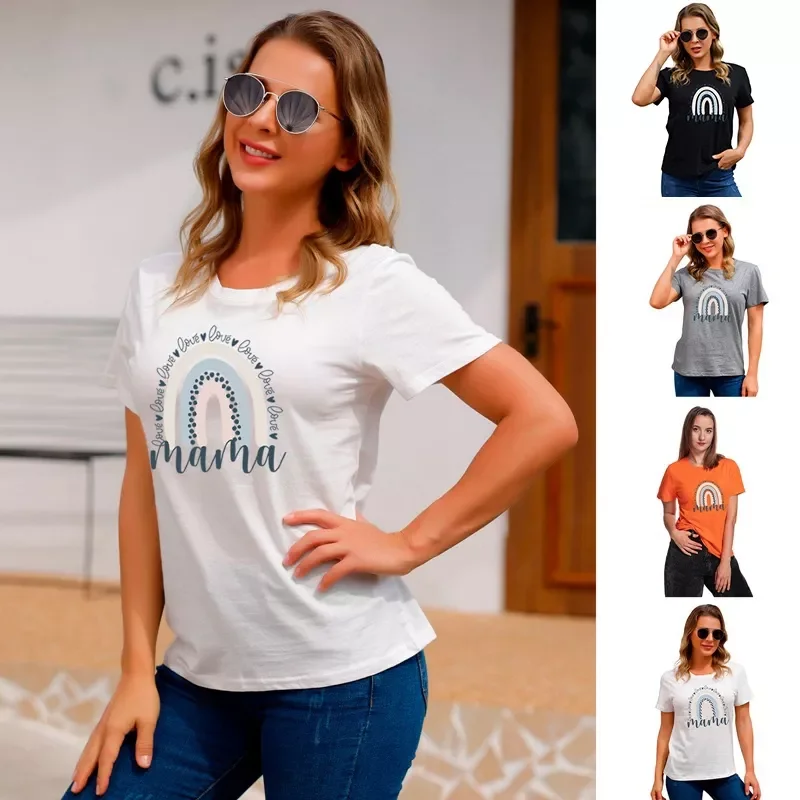 

NEW IN Rainbow Mommy And Me Shirt Fashion Family Matching Clothes Rainbow Mama And T Shirt Cute Family Look Outfits