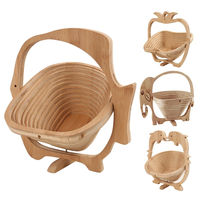 

Складная бамбуковая корзина, бамбуковые корзины для фруктов, складные кухонные украшения
