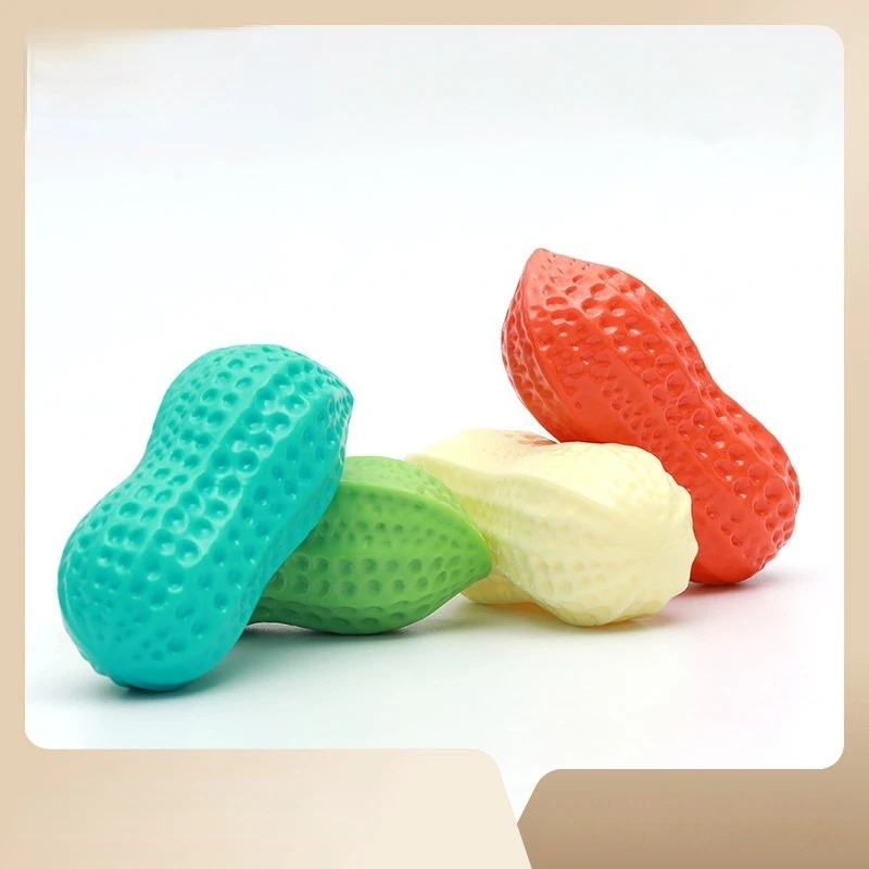 

Dog Teething Sound Squishy Toys Bite Resistant Peanut Shaped Creamy Toys Teeth Cleaning Teeth Grinding Sticks Pet Accessories