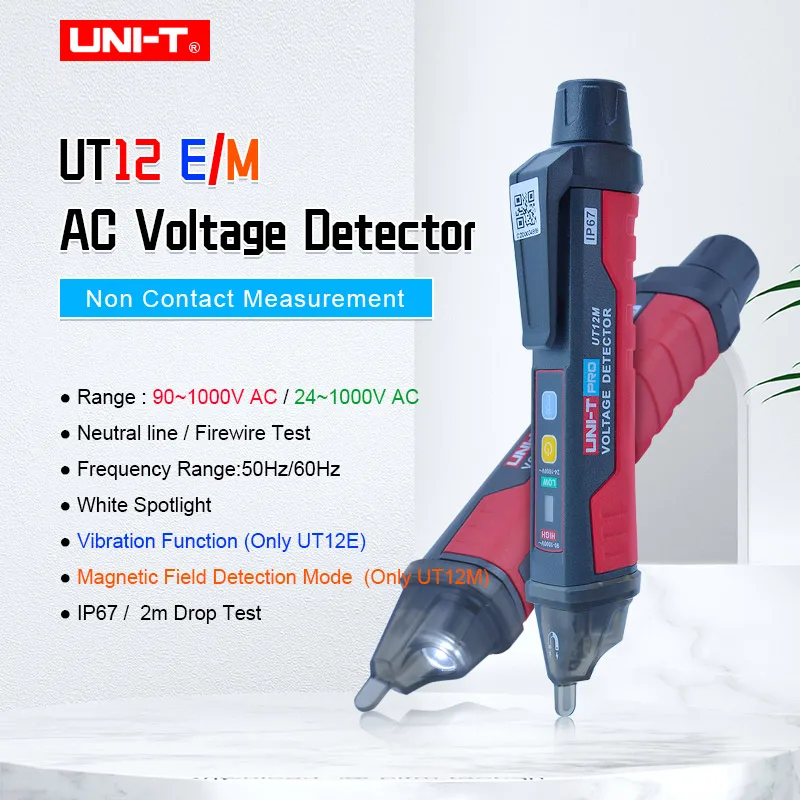 

UNI-T UT12E UT12M Socket Wall AC Voltage Detector Indicator 24V/90V-1000V Non Contact Volt Current Electric Sensor Test Pen