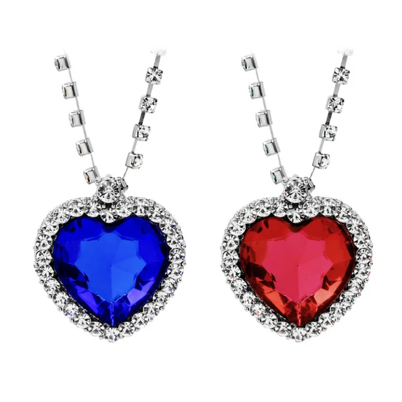 Ожерелье и серьги Титаник сине-красного цвета