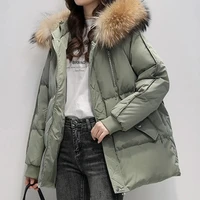 2021 winter new down jacket womens hooded parka pure color casual thicken jacket korean fashion long sleeve womens jacket