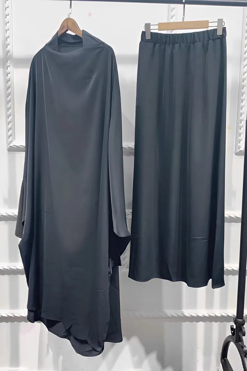 Abaya Muslim Sets  Islamic Clothing for Women 2 Piece Set Maxi Dresses  Robe Elegante Femme Musulmane Fashion Eid Prayer Garment