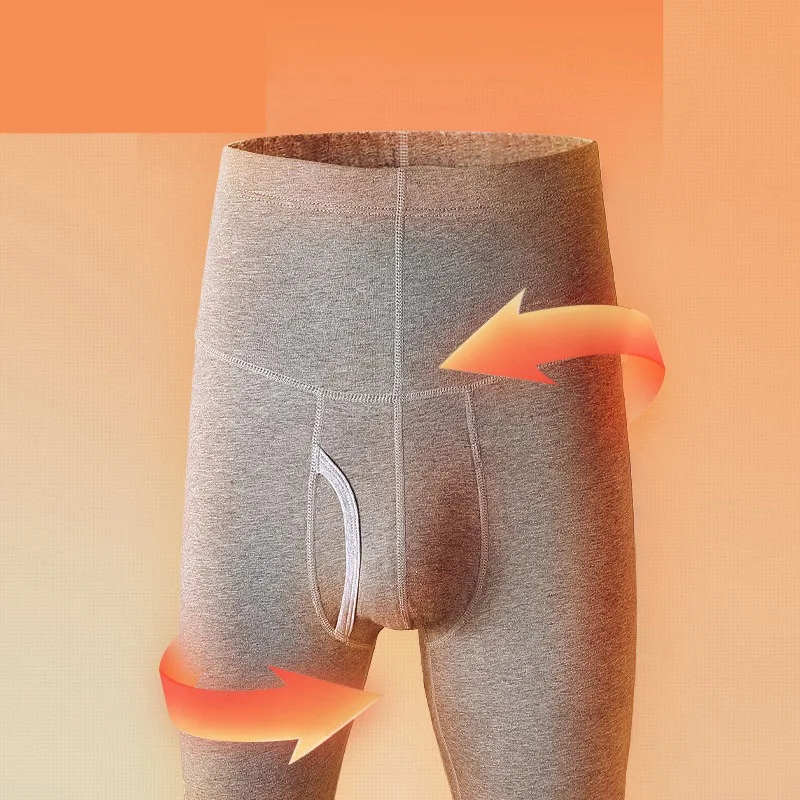 Men's Cotton Long Johns Autumn Winter Men Thin Thermal Underwear High-waisted Tight Leggings Man Waist Protector Lounge Trousers