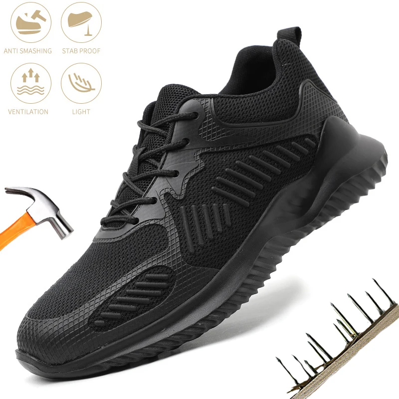 

Men Fashion Safety Shoes Indestructible Steel Toe Work Boot Anti-smashing Anti-piercing Light Construction Comfort Footwear