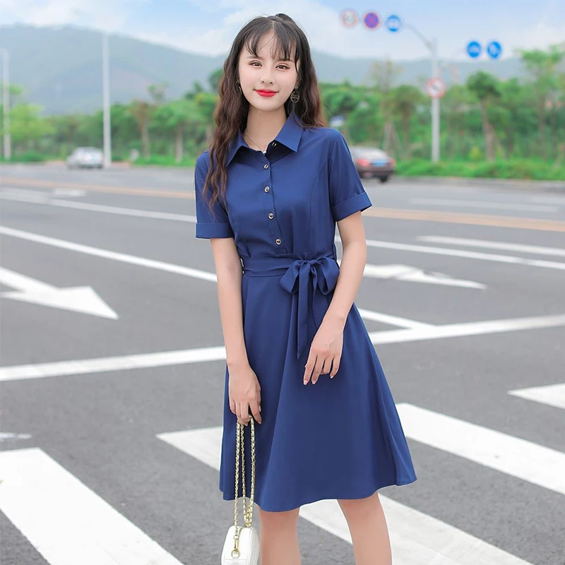 

Women's Summer Chic and Elegant Woman Dress Shirt Fashion Tunics Loose Elegant Dresses for Women 2022 Casual Yellow Vintage Red