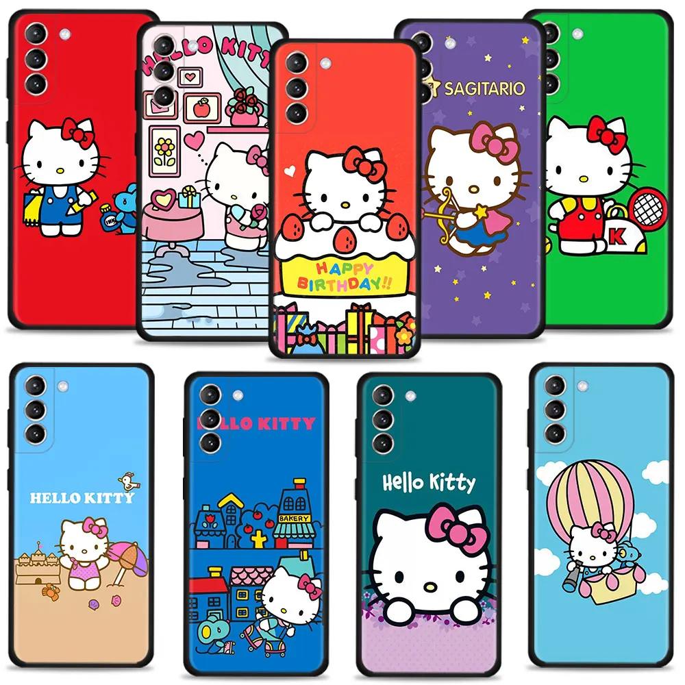 

Hello Kitty Cute Cat Phone Case For Samsung Galaxy S22 S21 S20 10 Plus S10 S8 S9 S10e Ultra FE Soft Silicone Cover