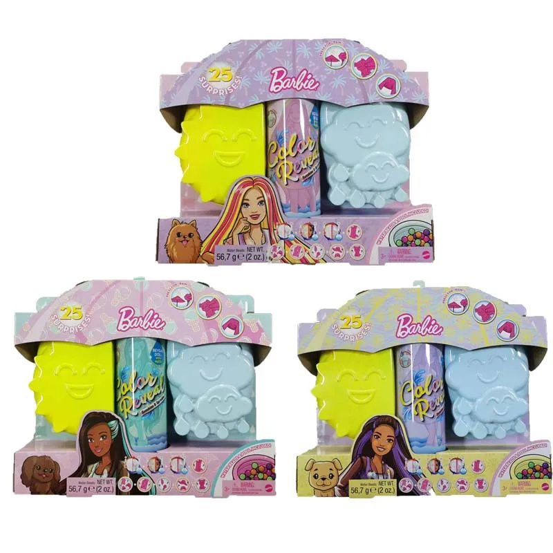 

Кукла Барби HCD21 с 25 сюрпризами, игрушки кукольный зонт, раскрывающий солнечный свет и солнухи, в том числе водяной Душ
