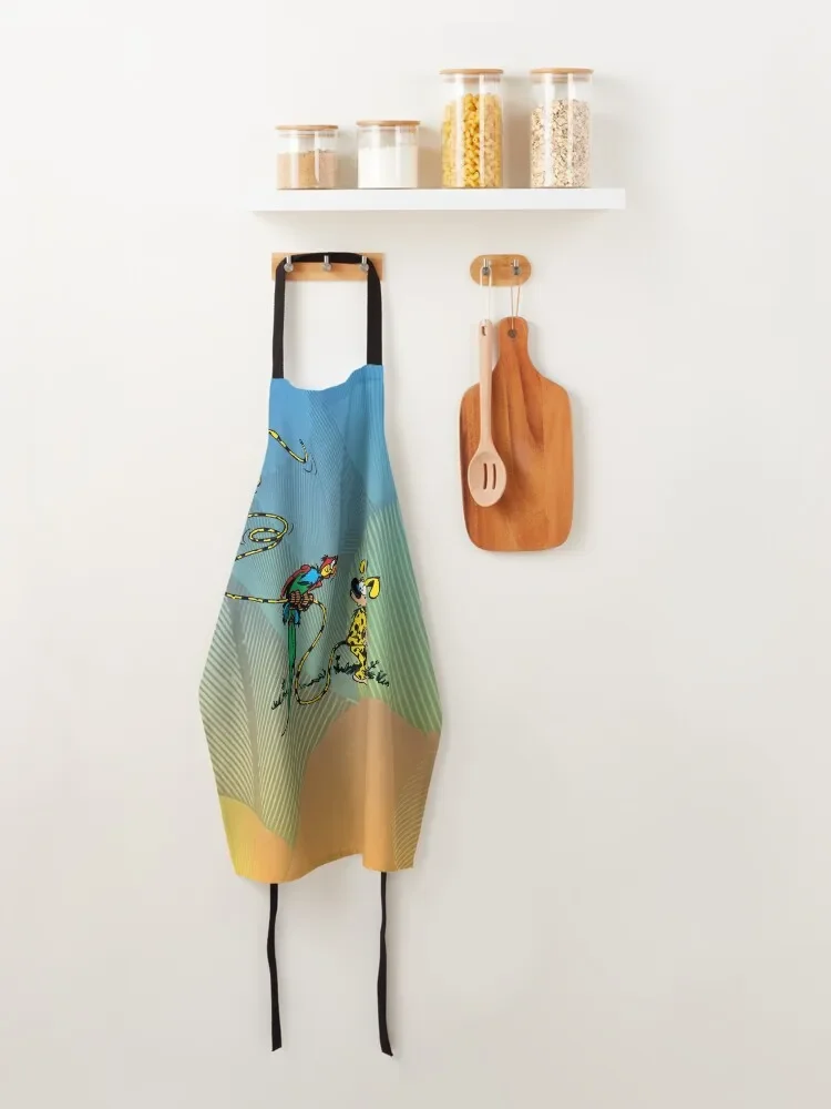 Фартук Marsupilami and parrot/фартук с оранжевыми и синими перьями Женский кухонный костюм