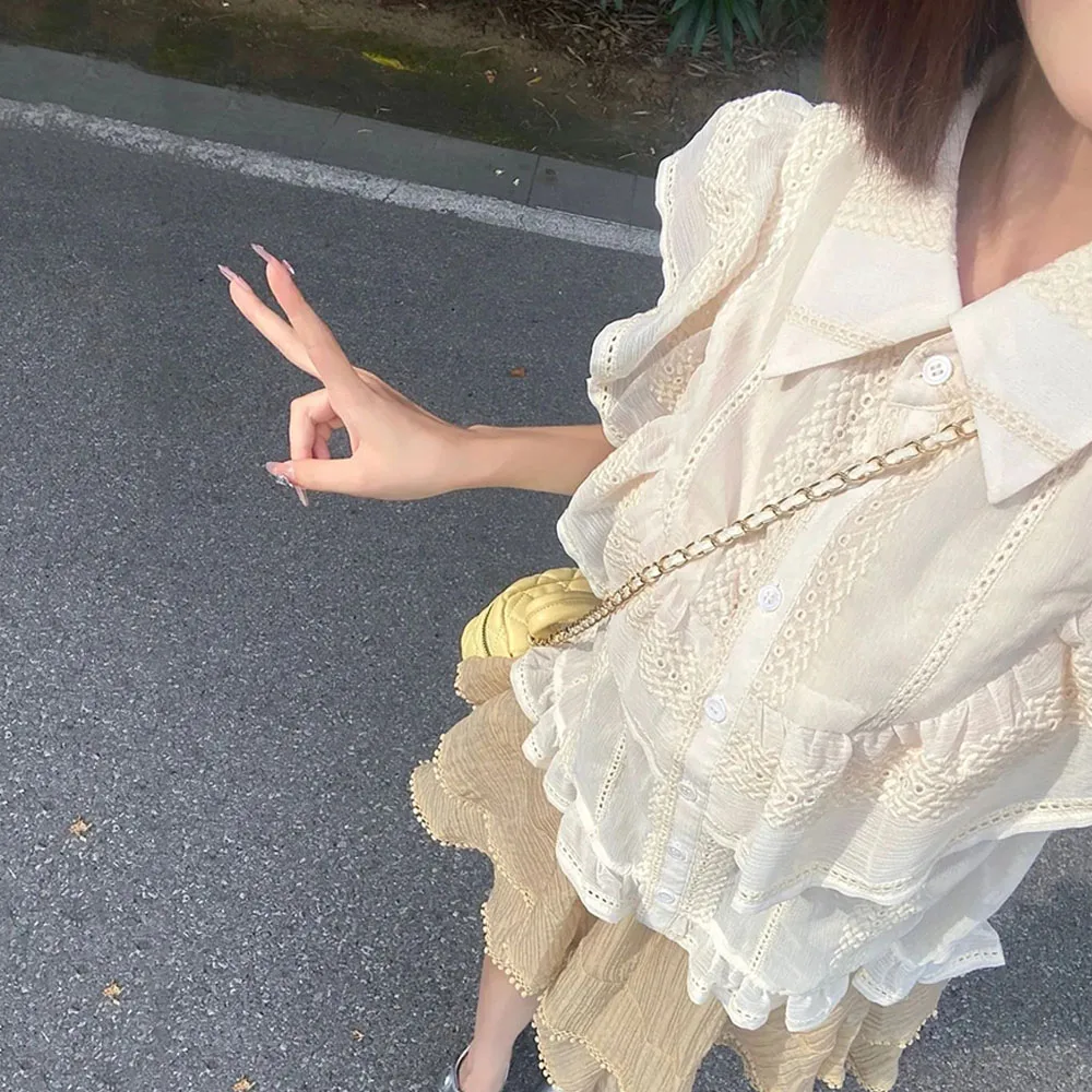 Модные Винтажные летние блузки рубашки милая блузка для женщин топы с отложным