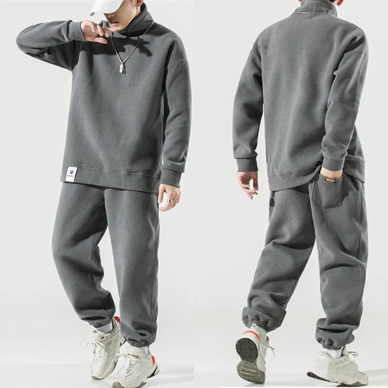 

Men's 2-piece Fashion Trend Warm Casual Sportswear Men's Sweater and Pants Comfortable Fleece Men's Jogging Pants Set T Shirt