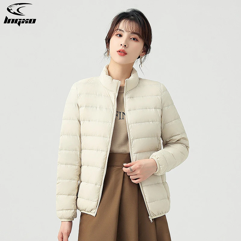 

LNGXO Women's Camping Down Jacket Ultra Light Portable Duck Down Thermal Winter Coats Outdoor Hiking Waterproof Puffer Jacket