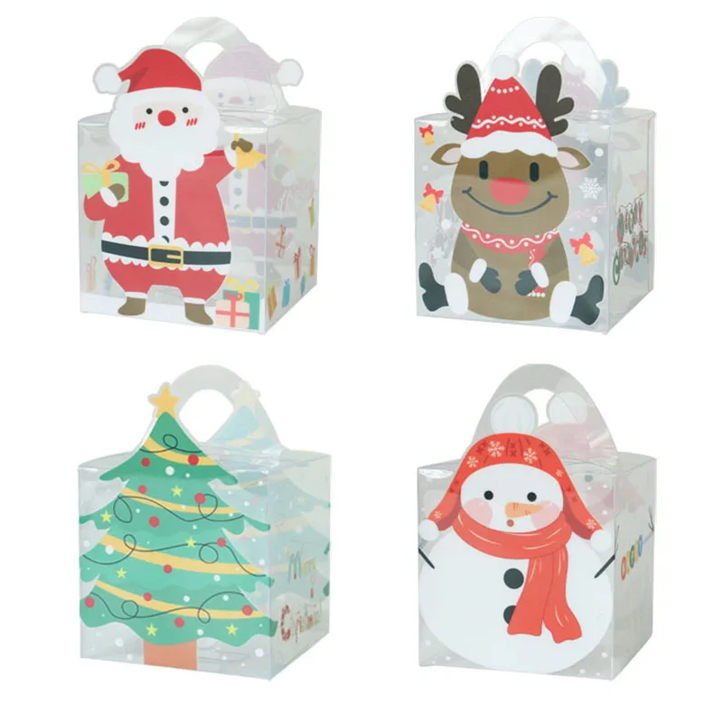 

20/30/50PCS Christmas Series Treat PVC Boxes for Candy Biscuit Apple Cookie Chocolate Gift Bag Wedding Party Favors Box New Year