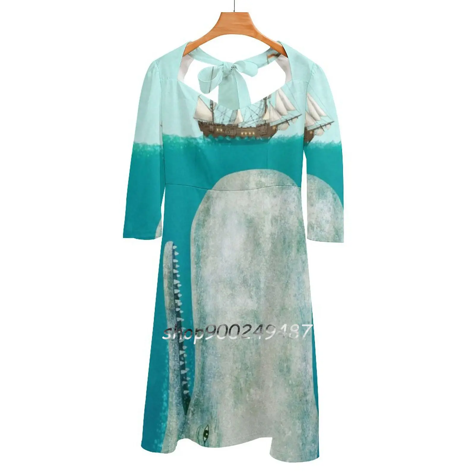 

The Whale Evening Party Dresses Midi Sexy Dress Female Sweet One Piece Dress Korean Moby Dick Whale Whale White Whale Herman