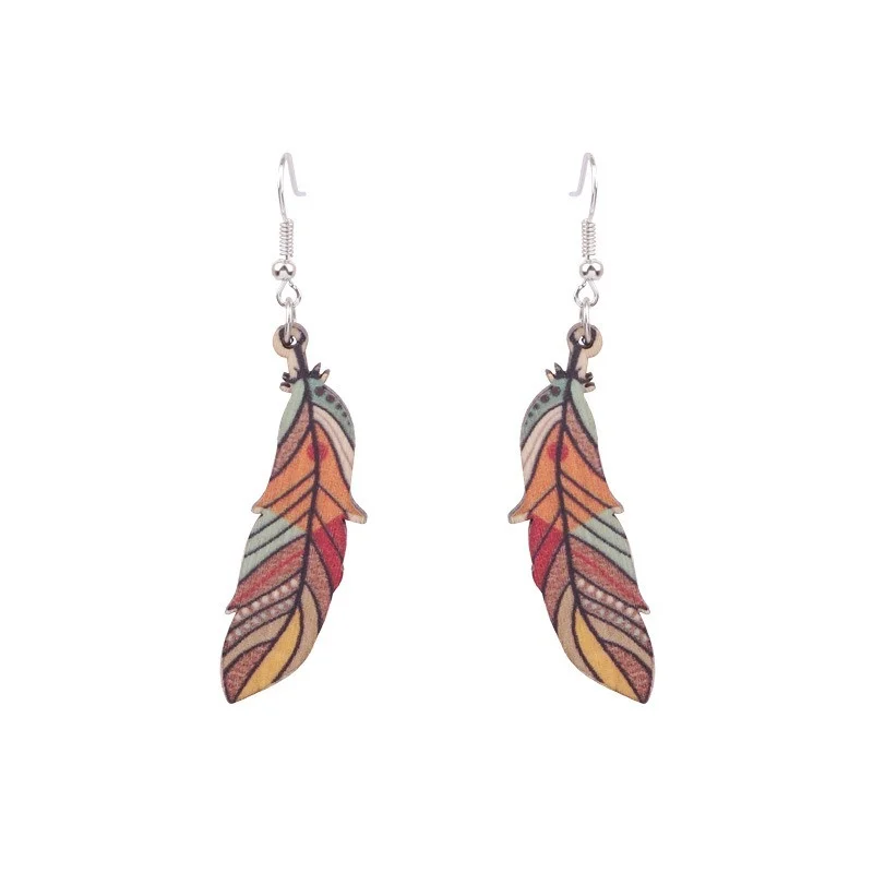 Vintage Leaf Earrings New Simple Texture Colorful Drop Dangle Hanging Boho Jewelry for Women Ethinc Indian