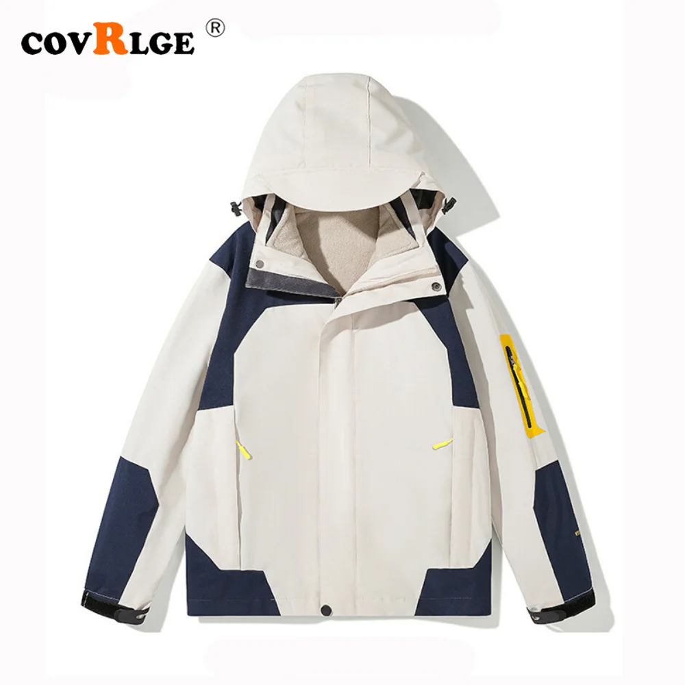 Covrlge New Spring Autumn Winter Men's Sports Jacket Top Oversized Fleece Liner Detachable Men Three In One Coat Male MWJ320