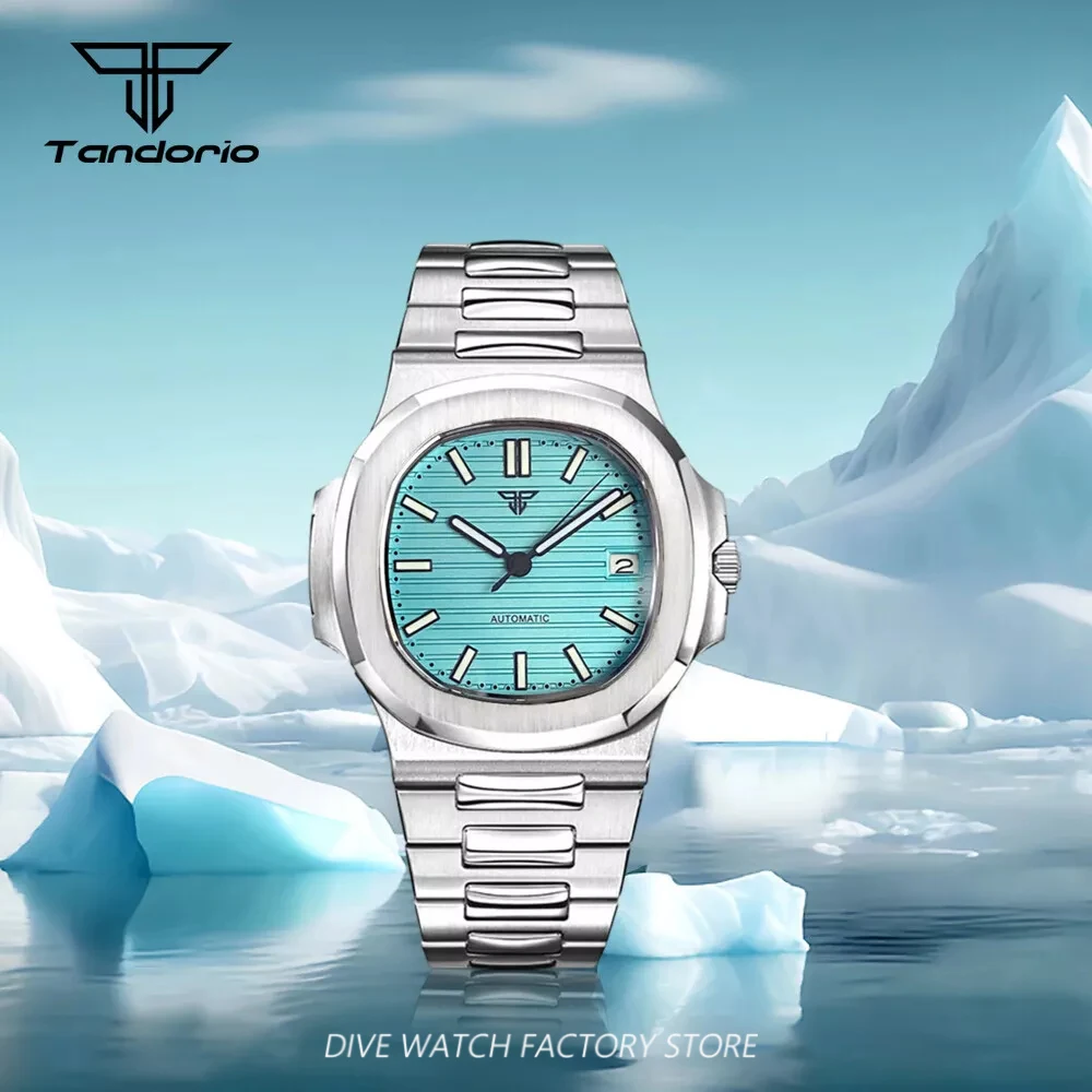 Tandorio Design 40 мм текстурированный синий серый циферблат автоматические часы для