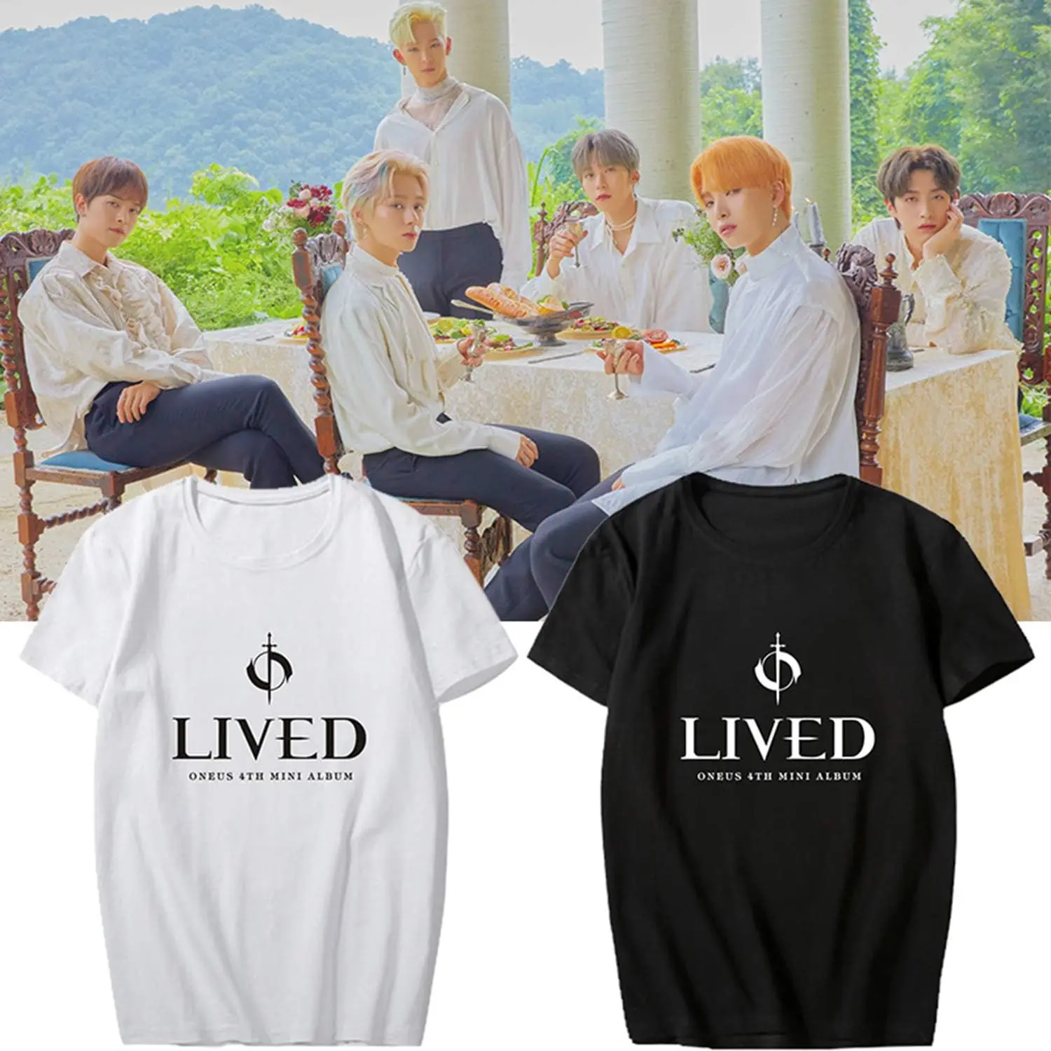 Футболка Xkpopfans Kpop ONEUS футболка Album Lived Ravn Leedo Seeho Koni Xion