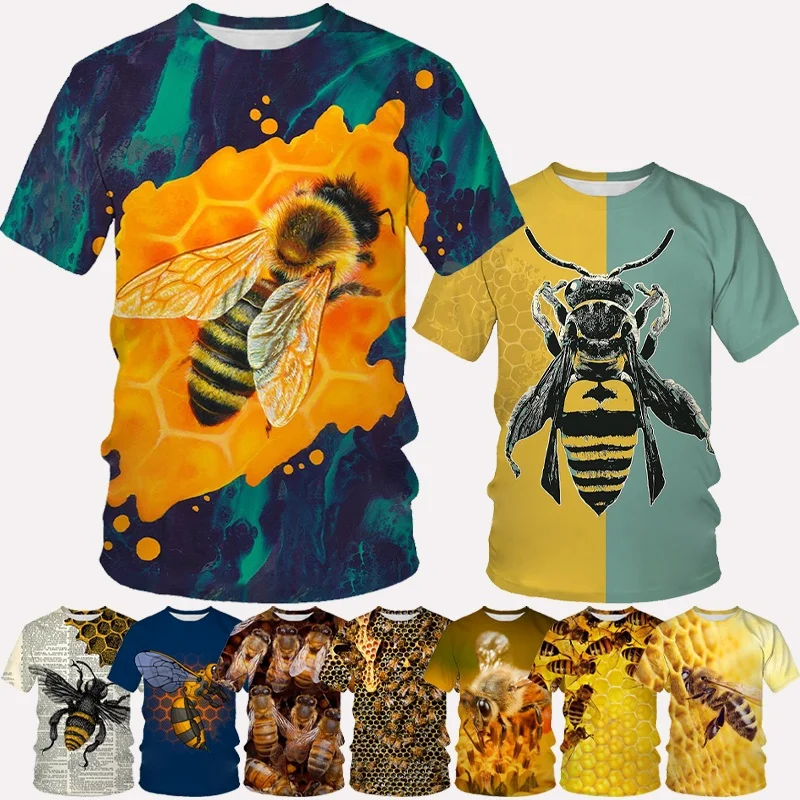 

Newest Bee 3D printing T-shirt Summer Fashion Novelty Animal Honey Bee Shirt Unisex Harajuku Casual T-shirt