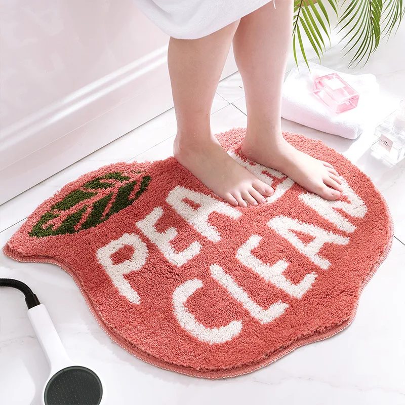 

Creativity Door Mat Cartoon Fruit Carpet Flocking Non-slip Bath Mat Lemon Peach Home Land Pad Bedroom Toilet Doorway Floor Pad