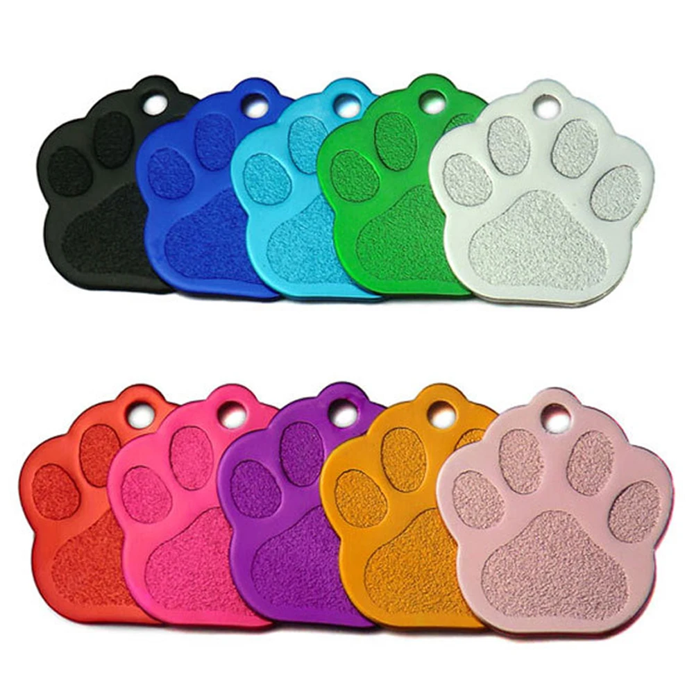 Wholesale 100Pcs Custom Dog Tags Personalized 3D Pet Dog Collar Accessories Engraved Cat Puppy ID Tag Paw Name tag Pendant plate