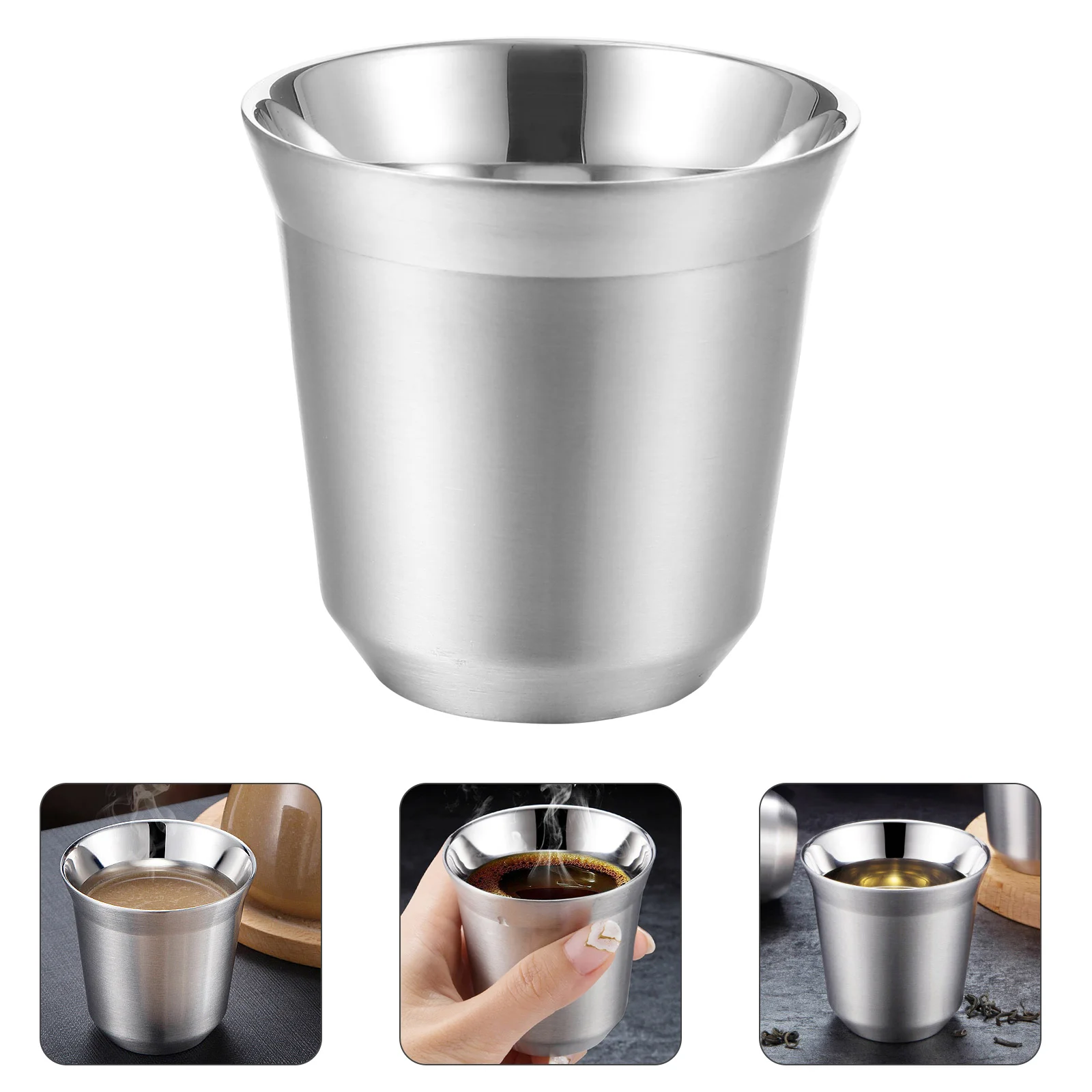 

Cup Metal Coffee Cups Drinking Pint Restaurant Insulated Heat Travel Steel Stainless Mugs Tin Cappuccino Morning Camping Gifts