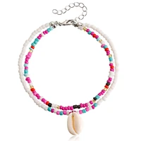 boho anklet bracelet for women colorful beaded foot chain adjustable shell charm beach accessories foot jewelry gift for girls