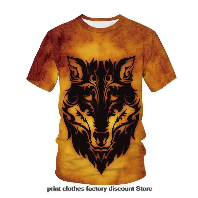 

summer new 3d printed T-shirt men's fashion Wolf Printed Short Sleeve Unisex for adults and children Personality clothing