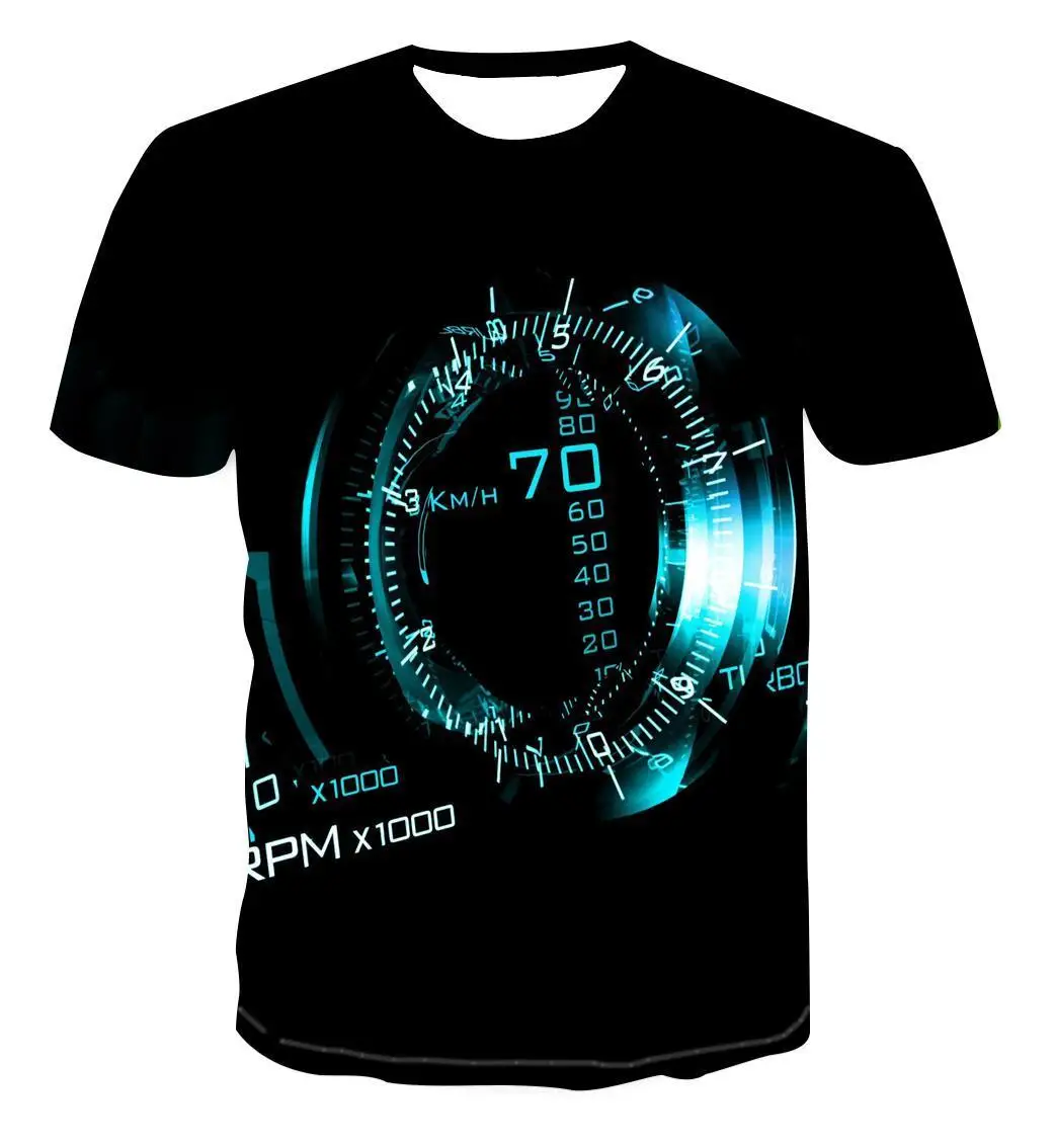

T-shirt men's summer leisure short-sleeved motorcycle best-selling street 3D printing pattern round neck shirt large size