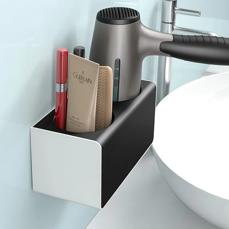 bathroom finishing brush hair dryer rack wall mounted shelf makeup storage nailless toothbrush holder shower organizer free global shipping