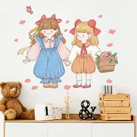 cartoon cute little girl series dandelion flower self adhesive wall stickers home decoration wall decor accessories wallpaper