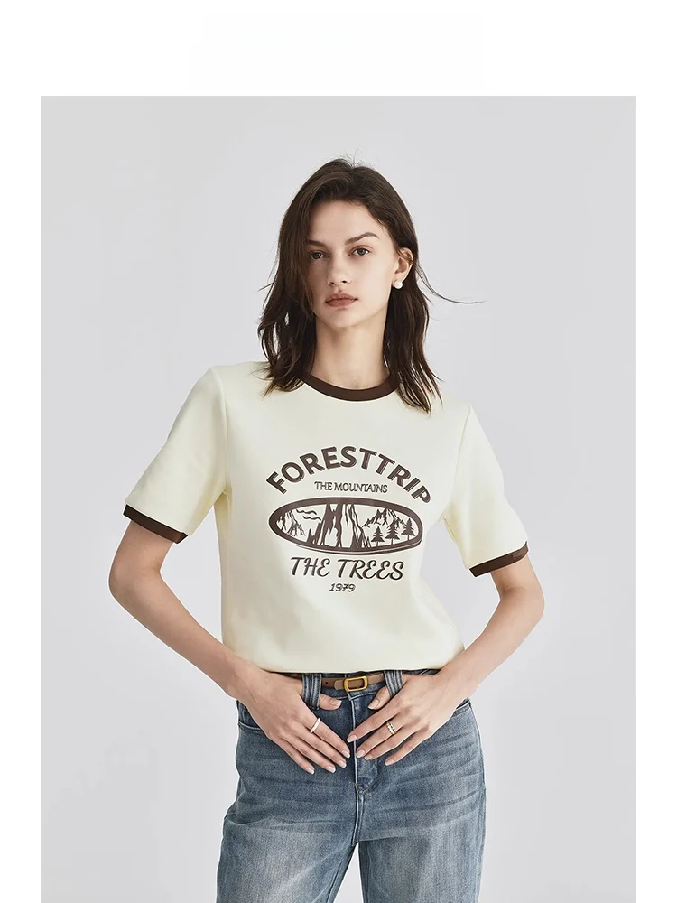 Летняя модная повседневная футболка Mind Bridge женская универсальная с круглым