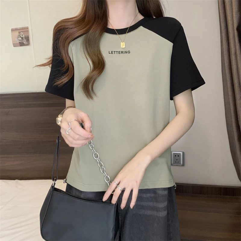 

summer pure cotton T Shirt Women letter print T-shirts korean casual loose Tshirt short sleeve Graphic Tees Tops Female y2k top