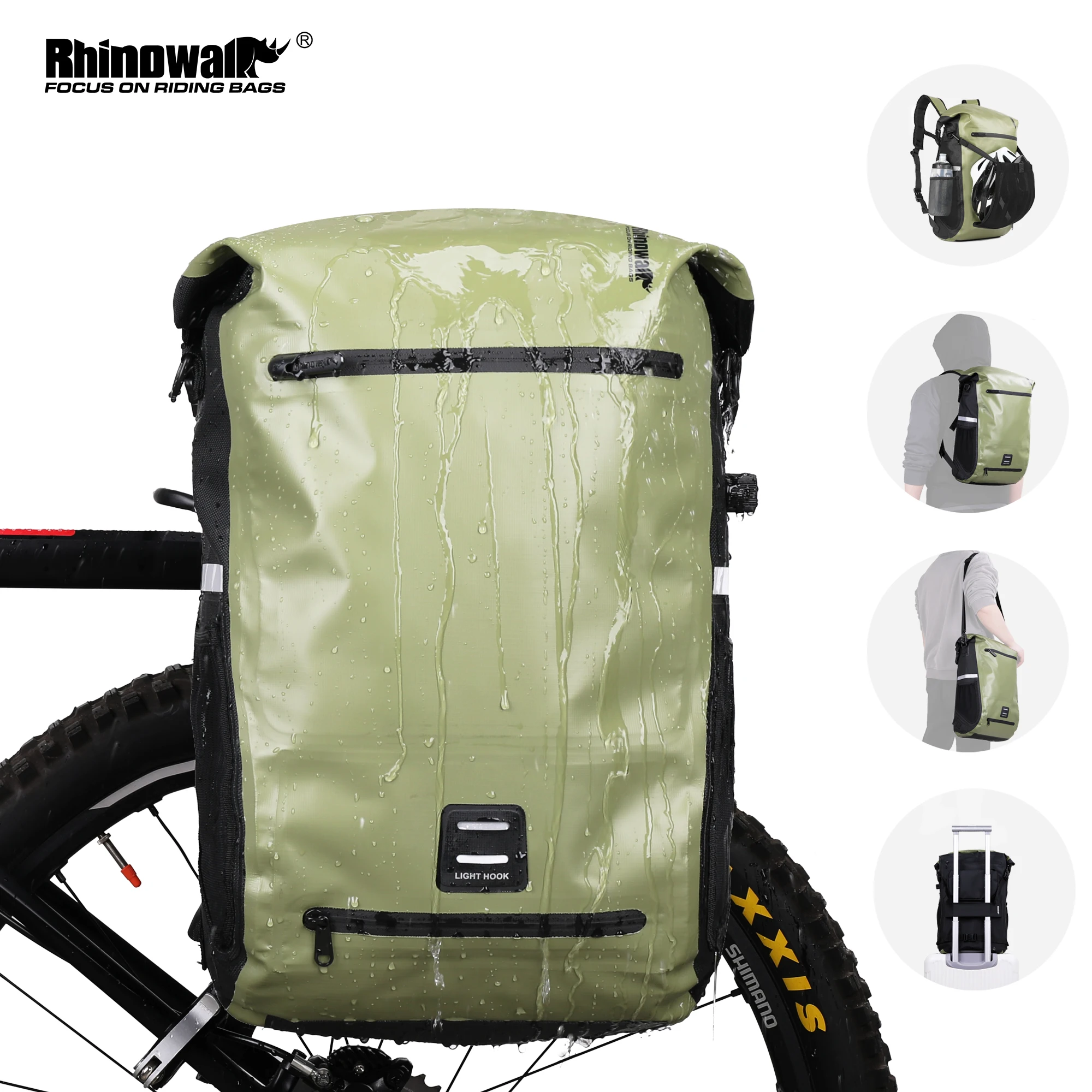 

MTB Bike Pannier Bag 22L Fully Waterproof Trunk Bag Backback Capacity Multifunctional Rear Rack Cycling Bag Shoulder Bag