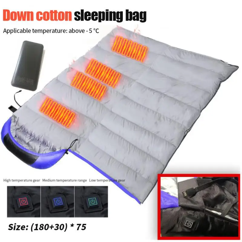 

Походные спальные мешки, водонепроницаемый Зимний Спальный Мешок из хлопка с подогревом, снаряжение для сна для взрослых, с подогревом