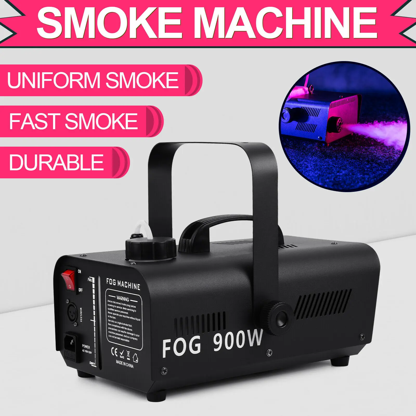 Yonntech 900W Smoke Fog Machine Rapid Heating Release Effect Stage Fogger Maker Equipment