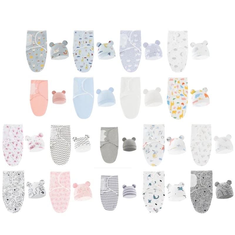 

Baby Swaddle Sleep Sacks with Hat Newborn Swaddle Sacks Ergonomic Baby Swaddles