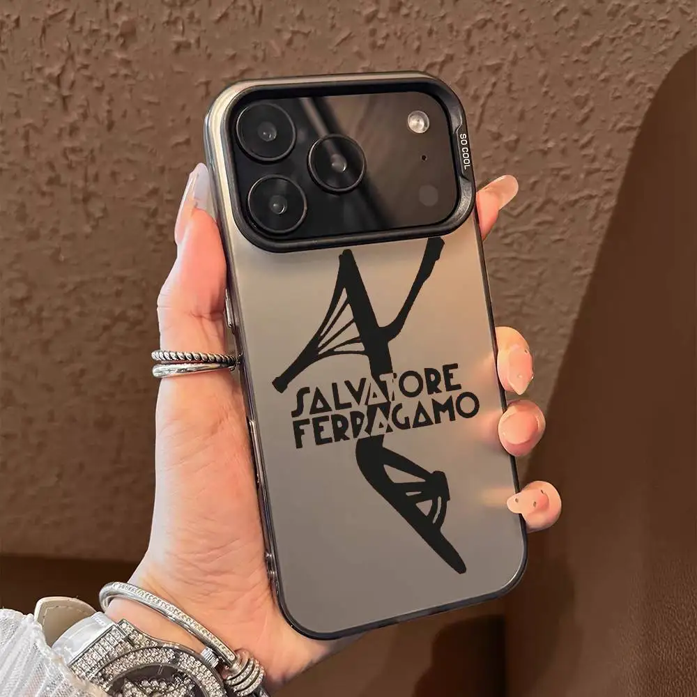 Фото Fashion F-FerragamoES Logo Phone Case For iPhone 17 16 15 14 13 12 11 Pro Max Air multicolor Matte Laser Metallic Aurora Funda №3
