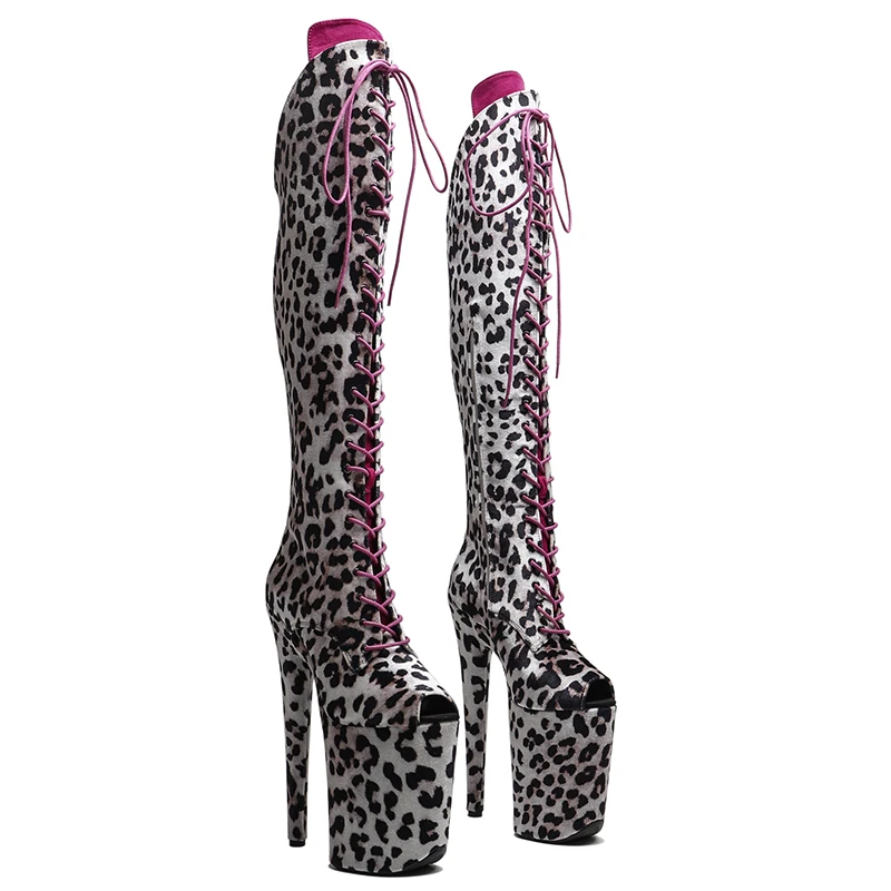 Leecabe/23 см/9 дюймов леопардовый замшевый верх трендовые модные ботинки с небольшим