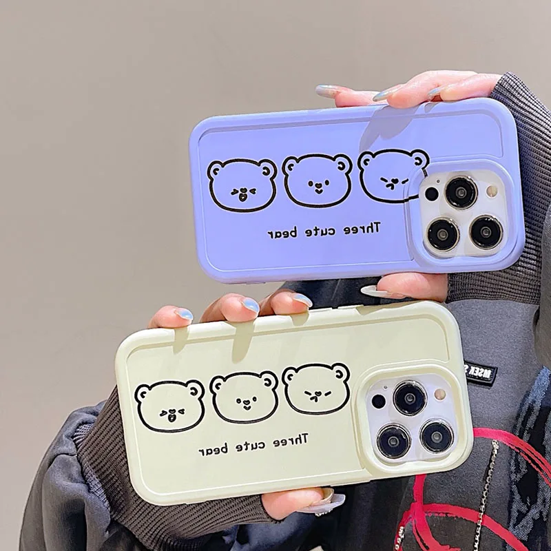 

Cute Cartoon Funny Bear Phone Case For iPhone 13 12 11 14 Pro Max XS XR X 14 Plus Soft Silicone Anti-drop Back Cover