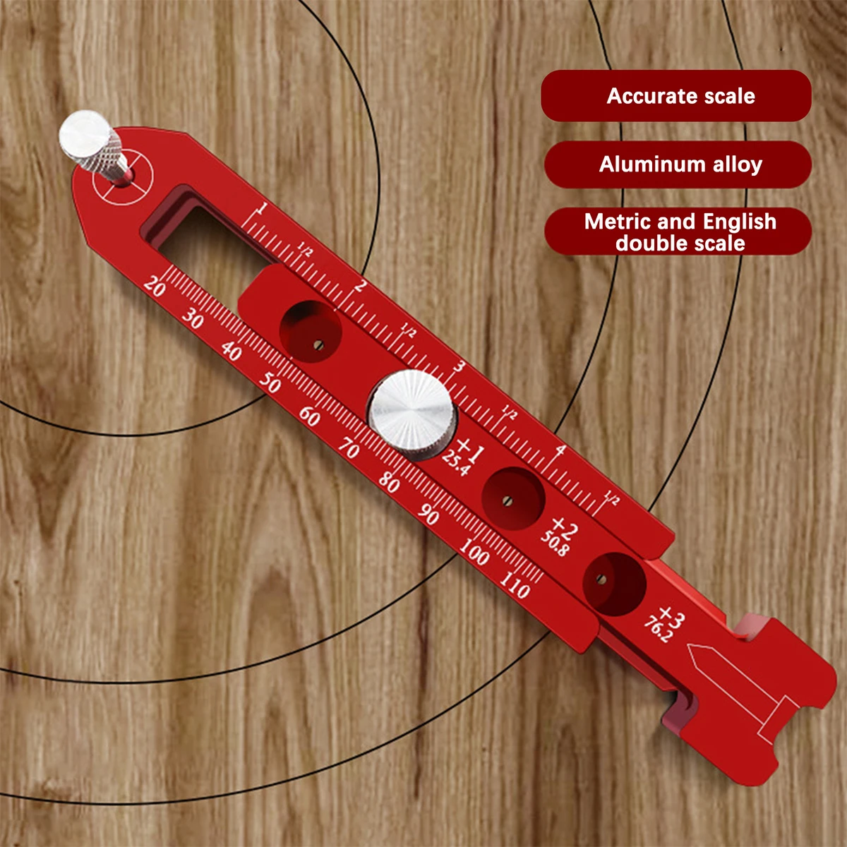

Circular Drawing Tool Aluminum Alloy Precise Compass Scriber Adjustable Circle Drawing Ruler Carpenter Marking Gauge Carpenter