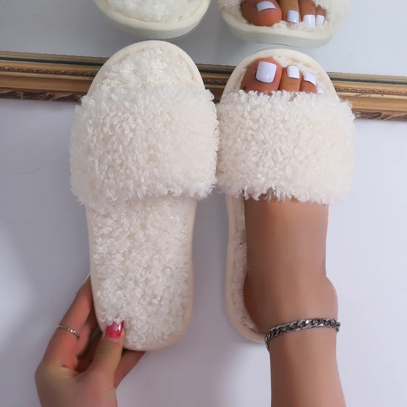 

Fashion Women Slippers Home Indoor Plush Slippers Autumn Winter Female Flat Shoes Ladies Comfortable Fur