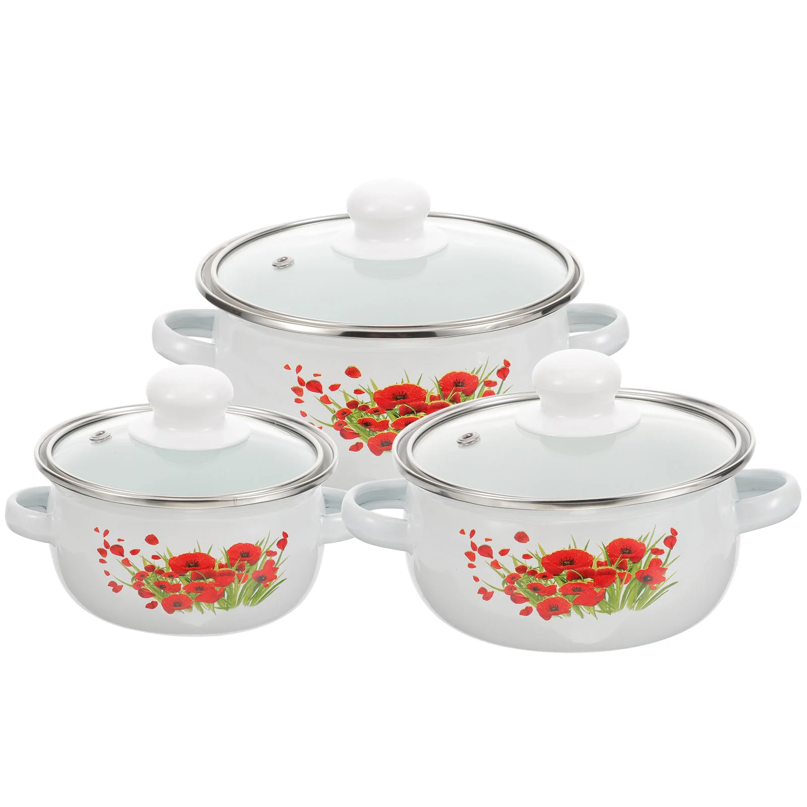 

Эмалированный горшок для приготовления пищи с двумя ручками, 3 шт.