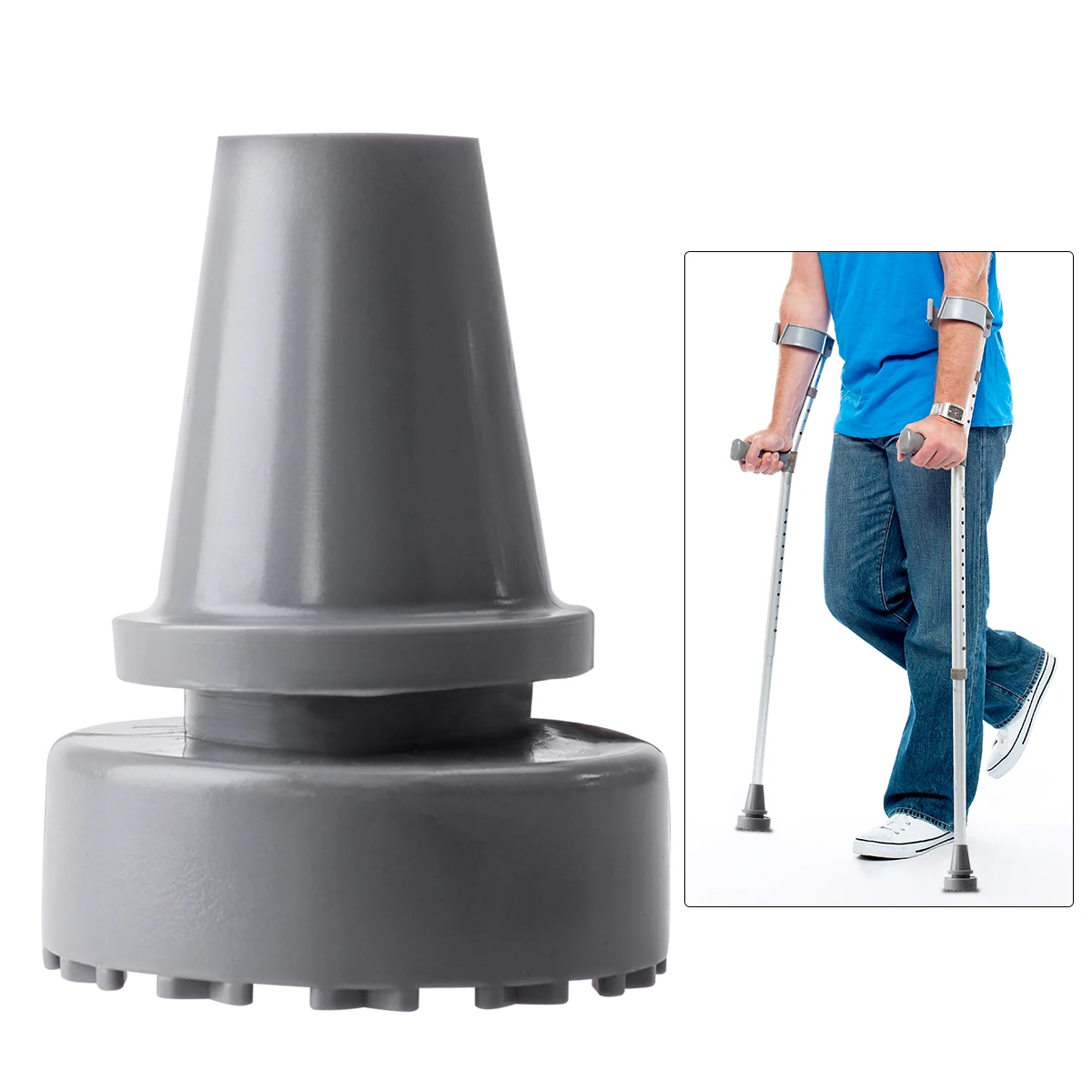 ROSENICE 19mm Inner Diameter Rubber Head Crutch Accessories Antislip Tips Walking Stick Feet Grey Rubber Pad