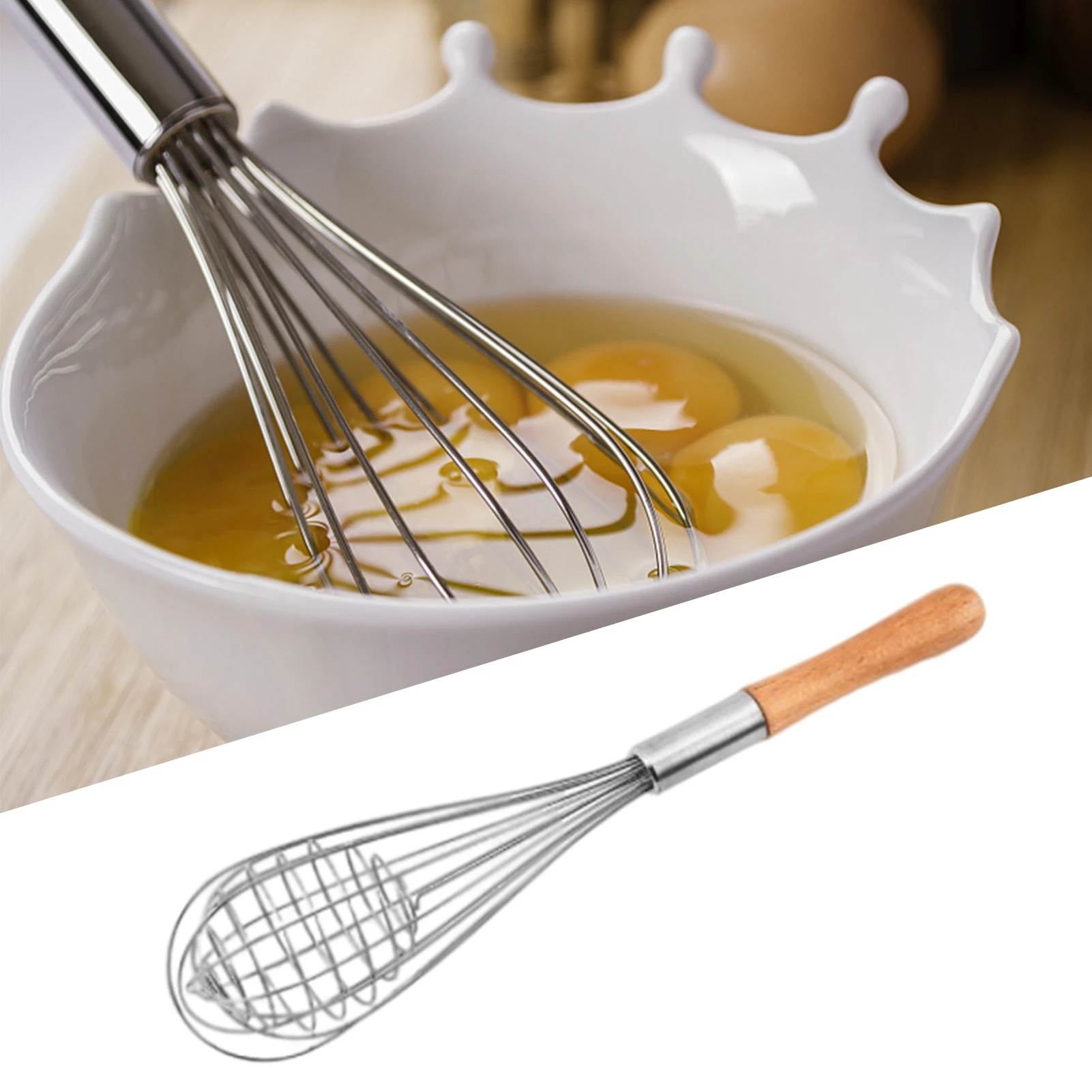 

Kitchen Whisk Manual Whisk Stainless Steel Baking Hand Blender Wooden Handle Manual Butter Butter Flour Mixing Kitchen Mixer