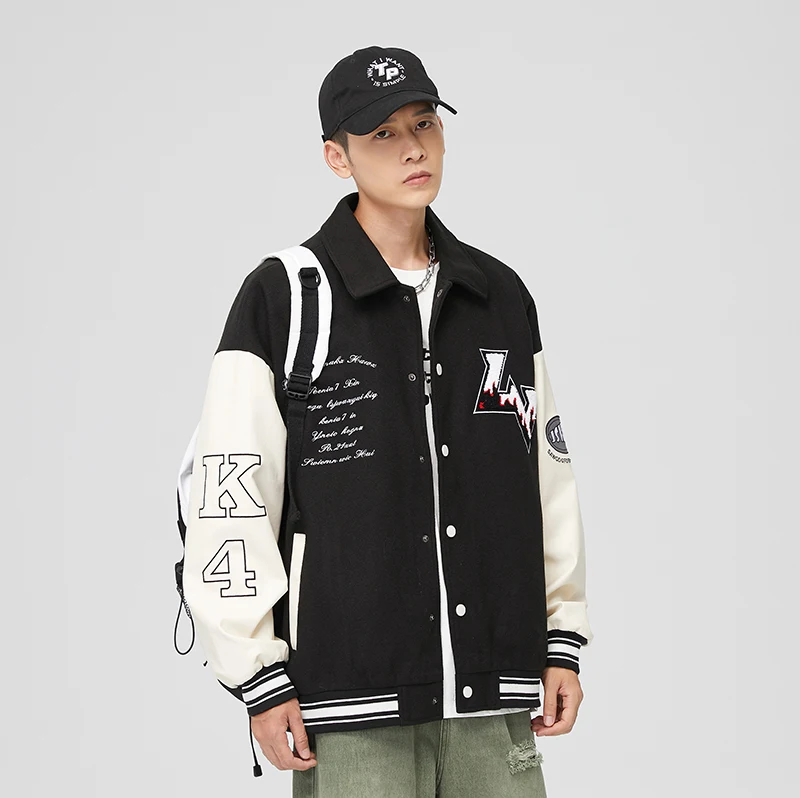 

Loose Embroidery Tide Brand Coats Casual College Wear American Fashion Clothing Varsity Jacket Single-breasted Baseball Jacket