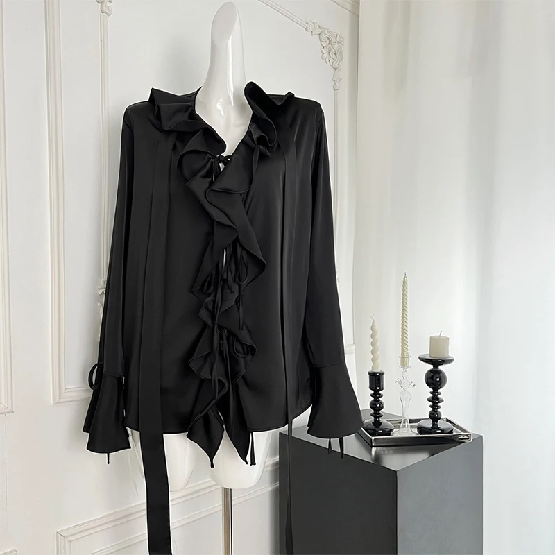 Женская винтажная рубашка с длинным рукавом